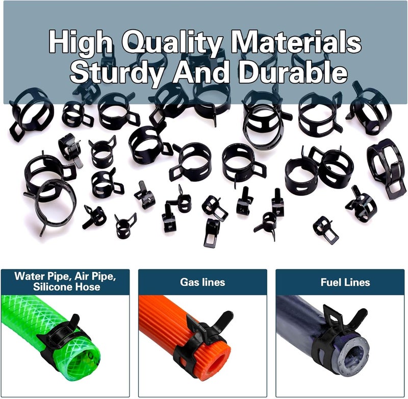AskWay Spring Pipe Clamps340PCS, With Spring Pipe Clamp Tools, 12 Sizes 6-22mm Spring Hose Clamps, Used To Fix Hose Interfaces In Automotive, Marine, Gardening, Industrial Applications - Image 4
